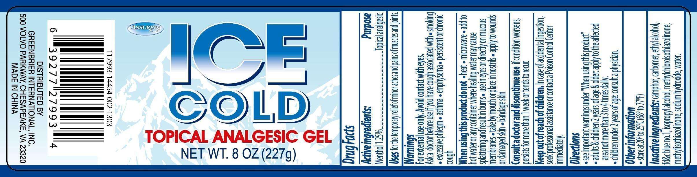 Ice Cold Topical Analgesic Gel